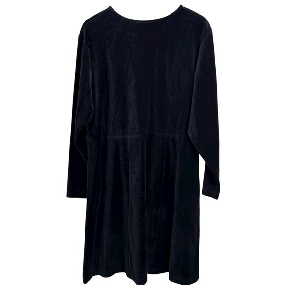 L.L. Bean Black Velvet Velour Long Sleeve XL Midi Dress - Picture 5 of 7
